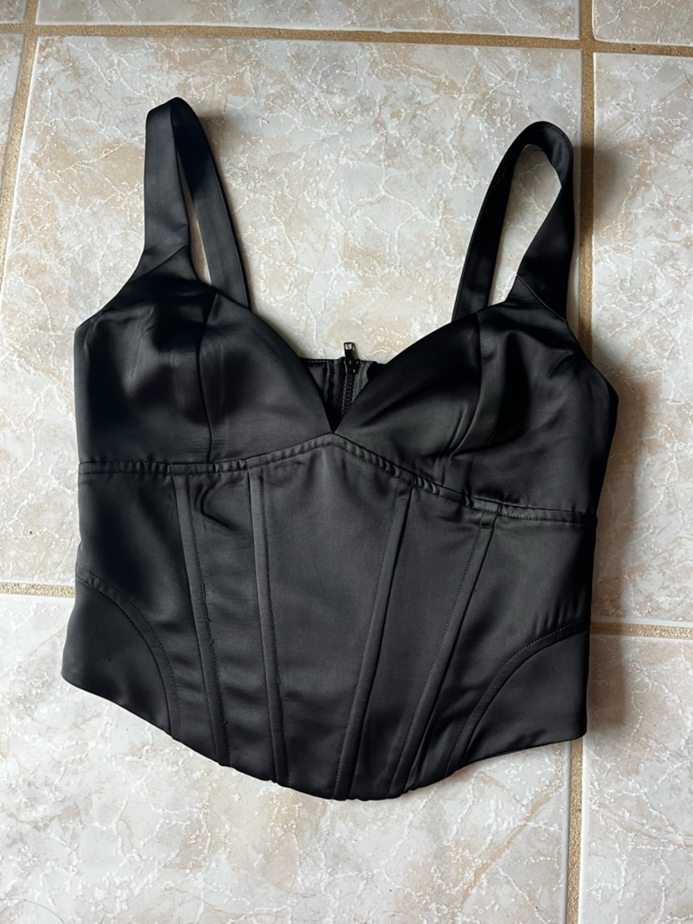 Jason Wu Black Structured Bustier Crop Top